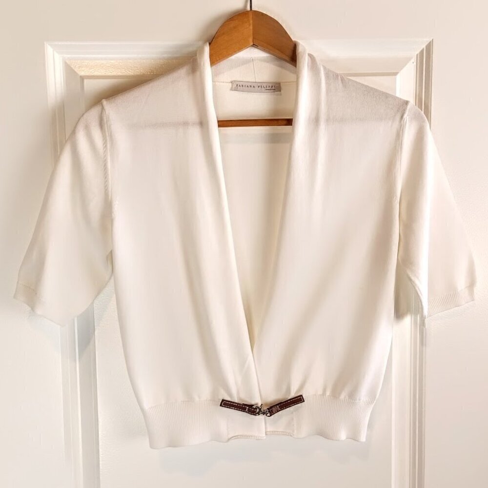 Fabiana Filippi Italian Cotton Cropped Bolero Knit Cardigan NWOT